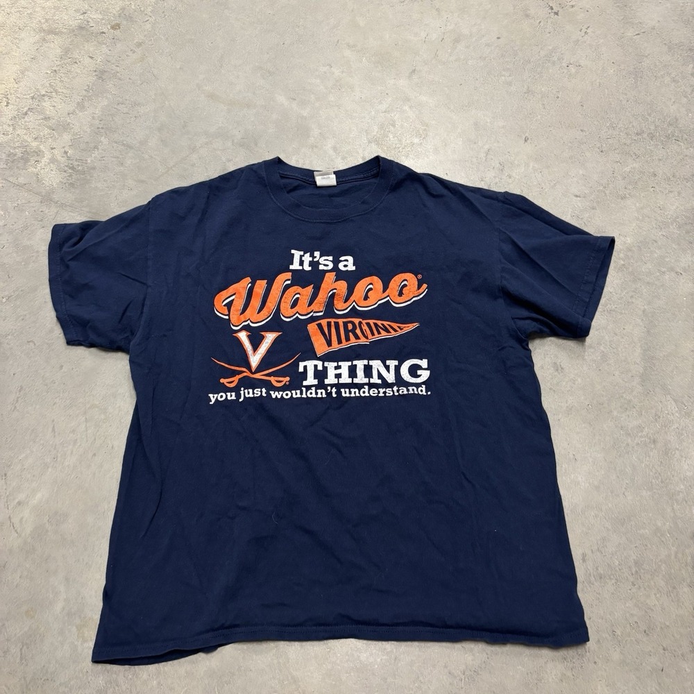 UVA Wahoos T-shirt Adult Large Short Sleeve‎ Navy Blue Orange University of VA